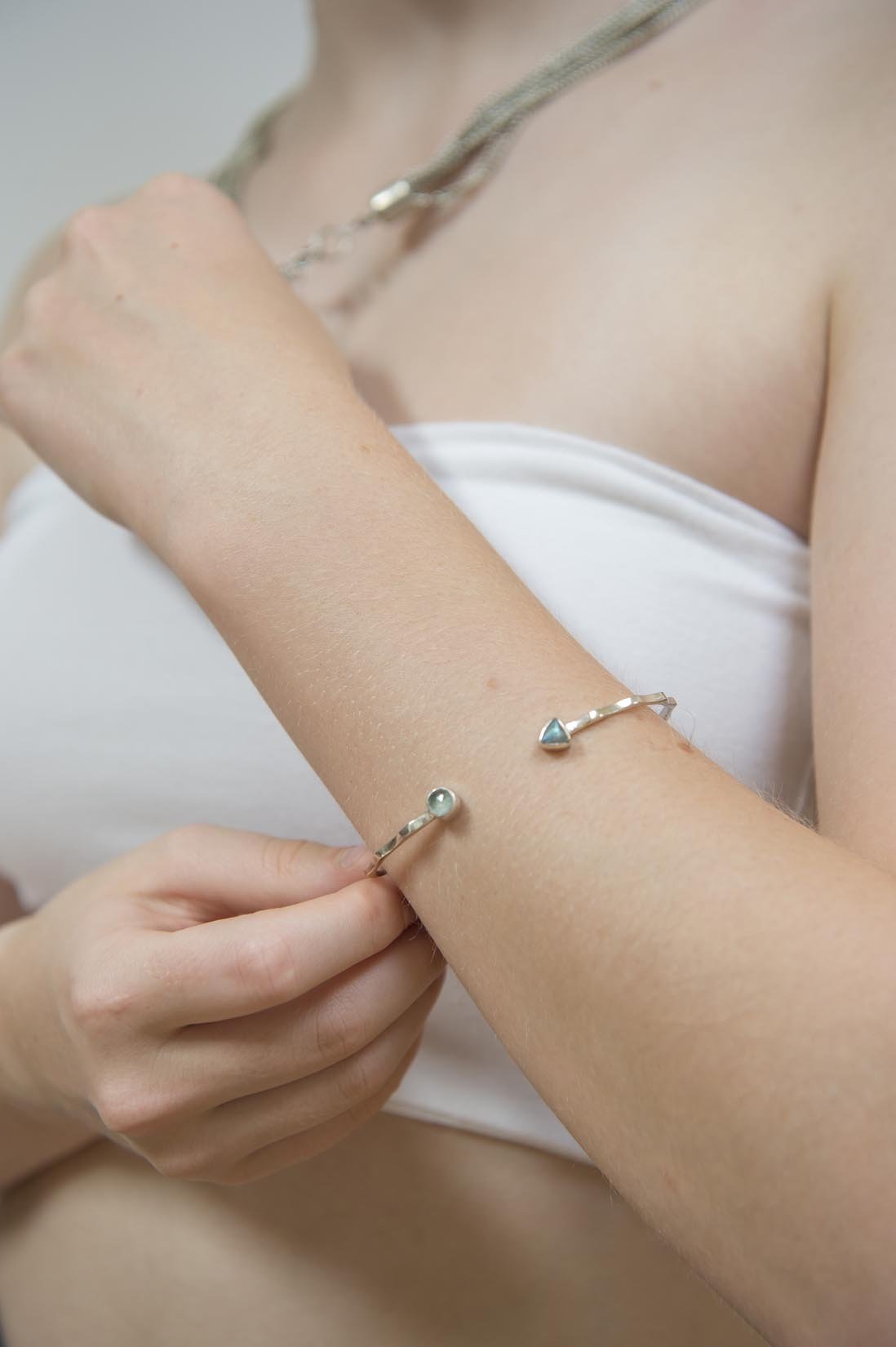 Silver bangle with semi precious stones - Natalia Willmott