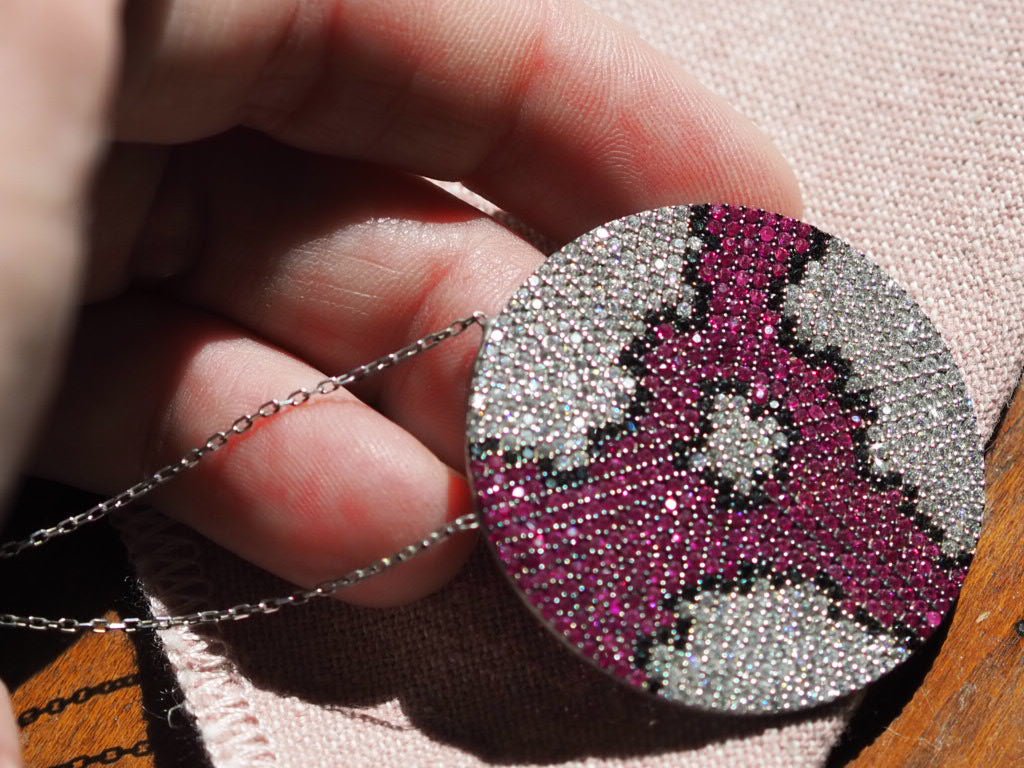 Silver necklace with round zirconium pendant - Natalia Willmott