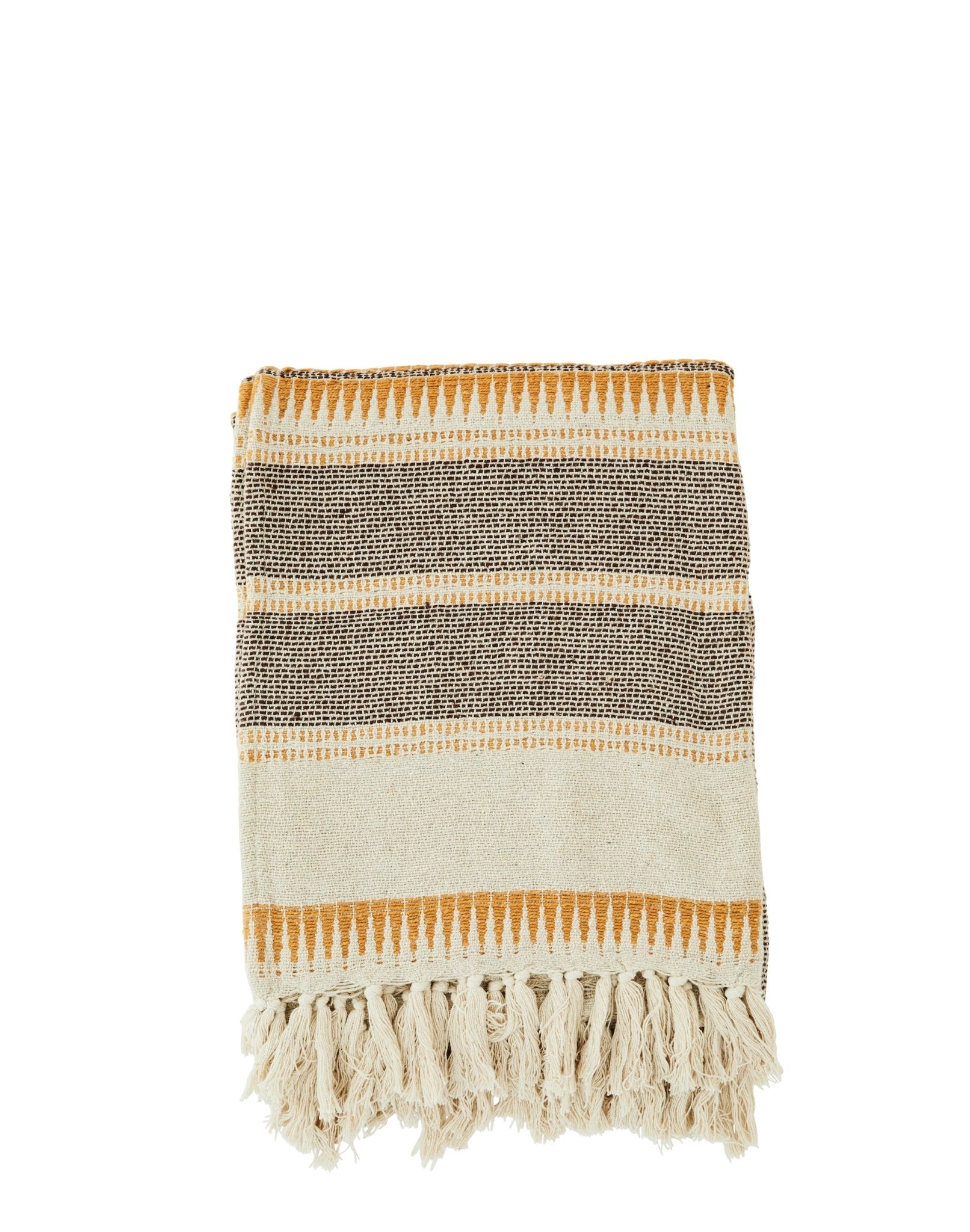 Striped woven honey throw/ blanket with fringes - Natalia Willmott