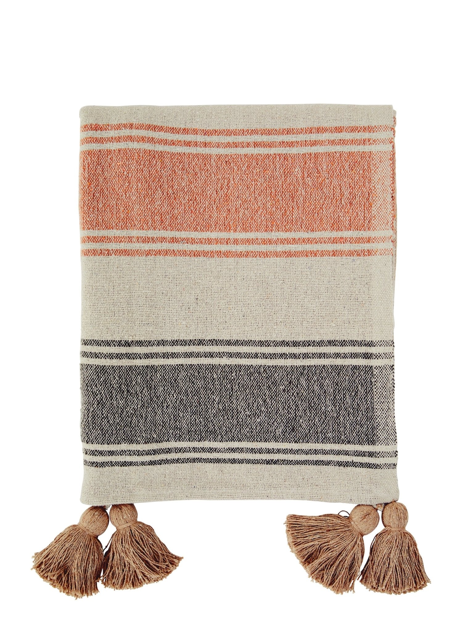 Striped woven multicoloured throw/ blanket with tassel - Natalia Willmott