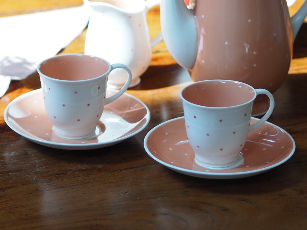 Susie Cooper Raised spots pink coffee set/tea set - Natalia Willmott