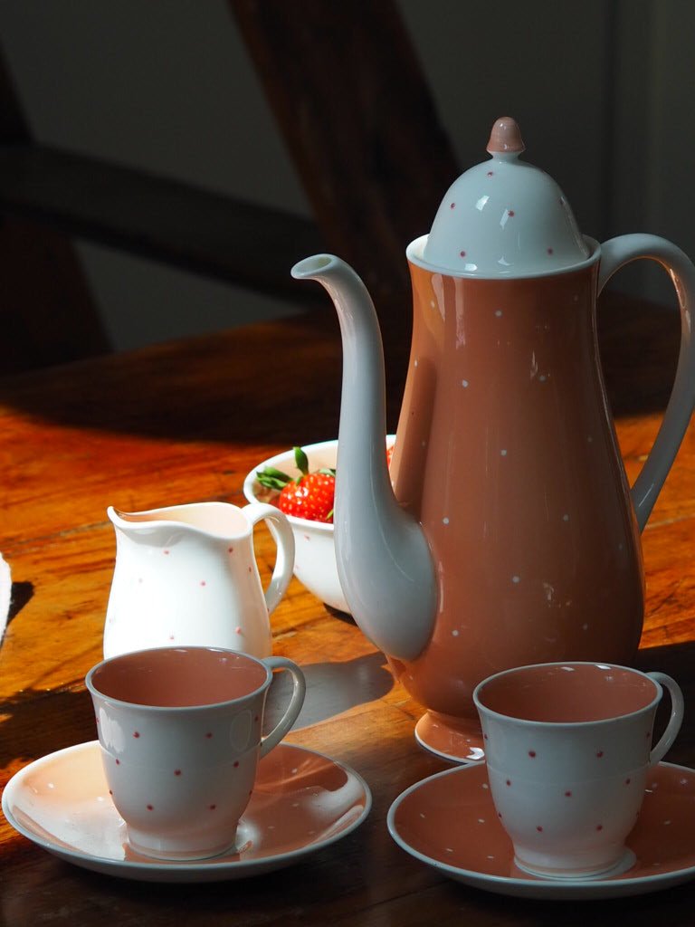 Susie Cooper Raised spots pink coffee set/tea set - Natalia Willmott