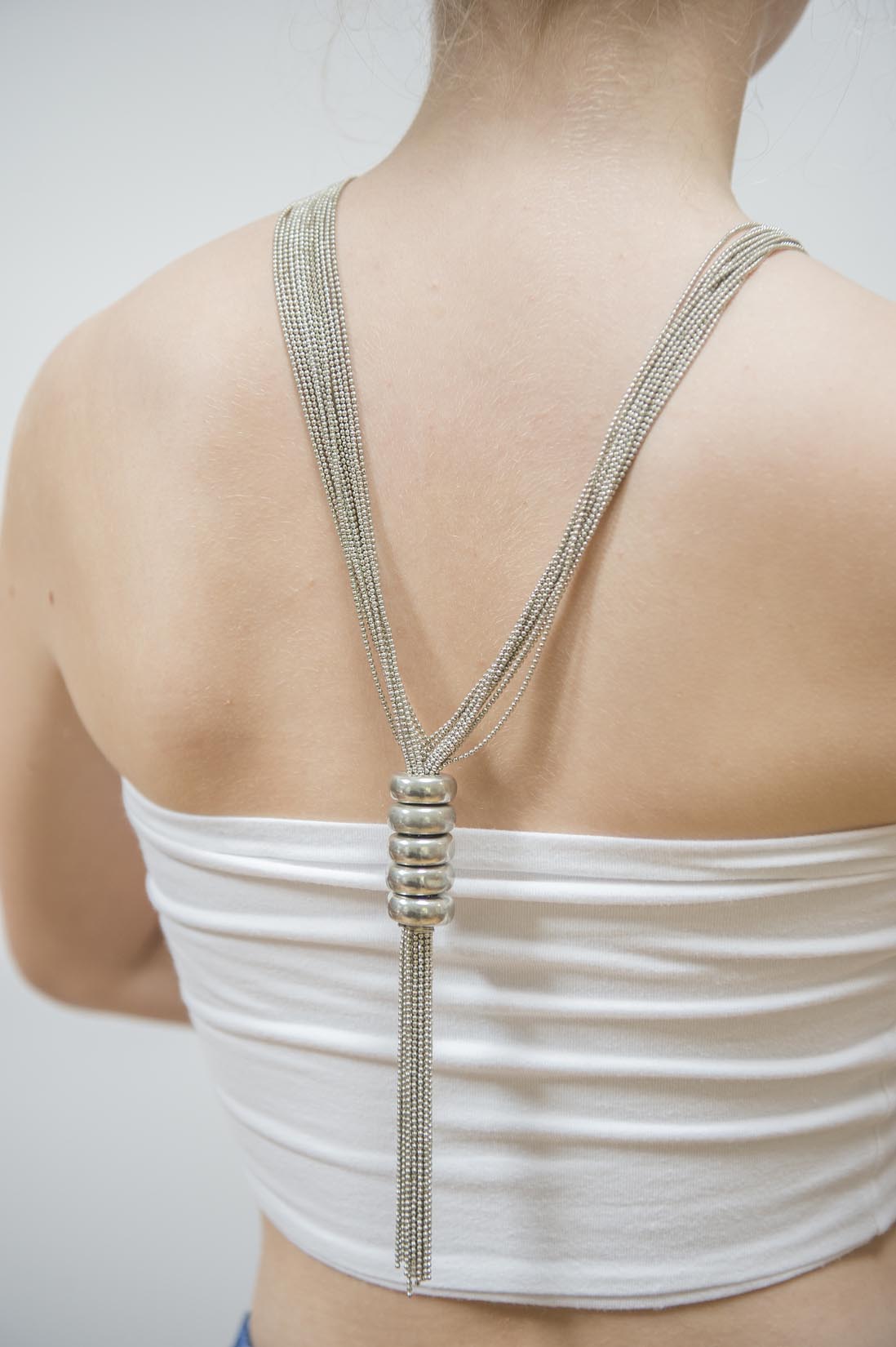 Tie fringed silver necklace - Natalia Willmott