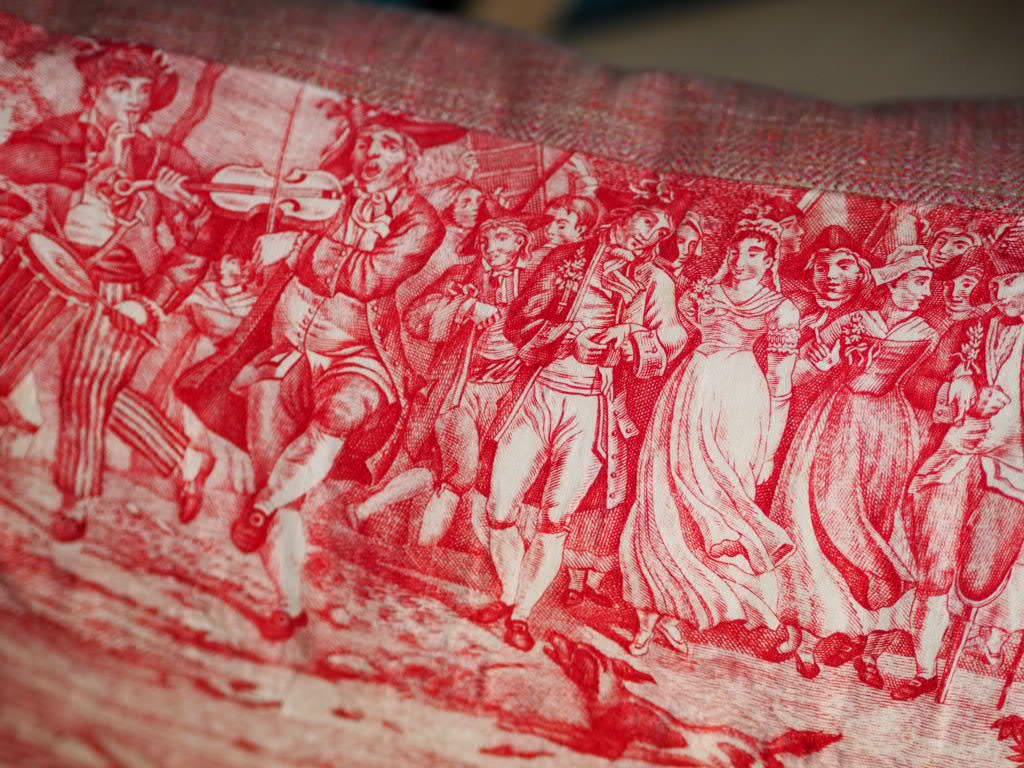 Toile de Nantes Noces du village- wedding cushion - Natalia Willmott