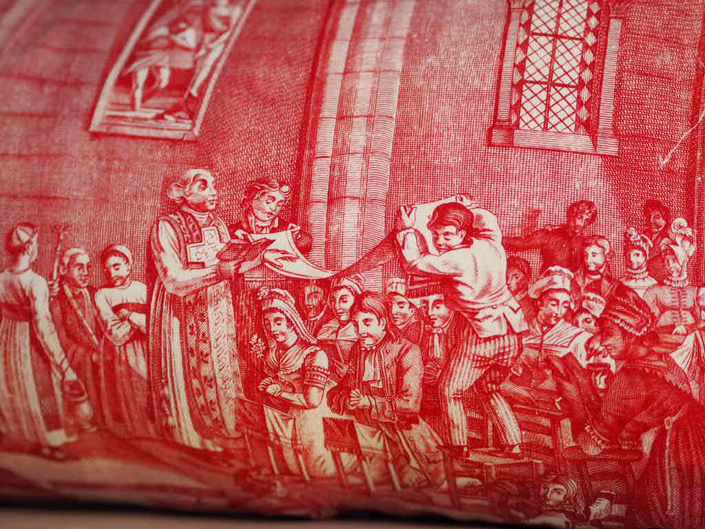 Toile de Nantes Noces du village- wedding cushion - Natalia Willmott