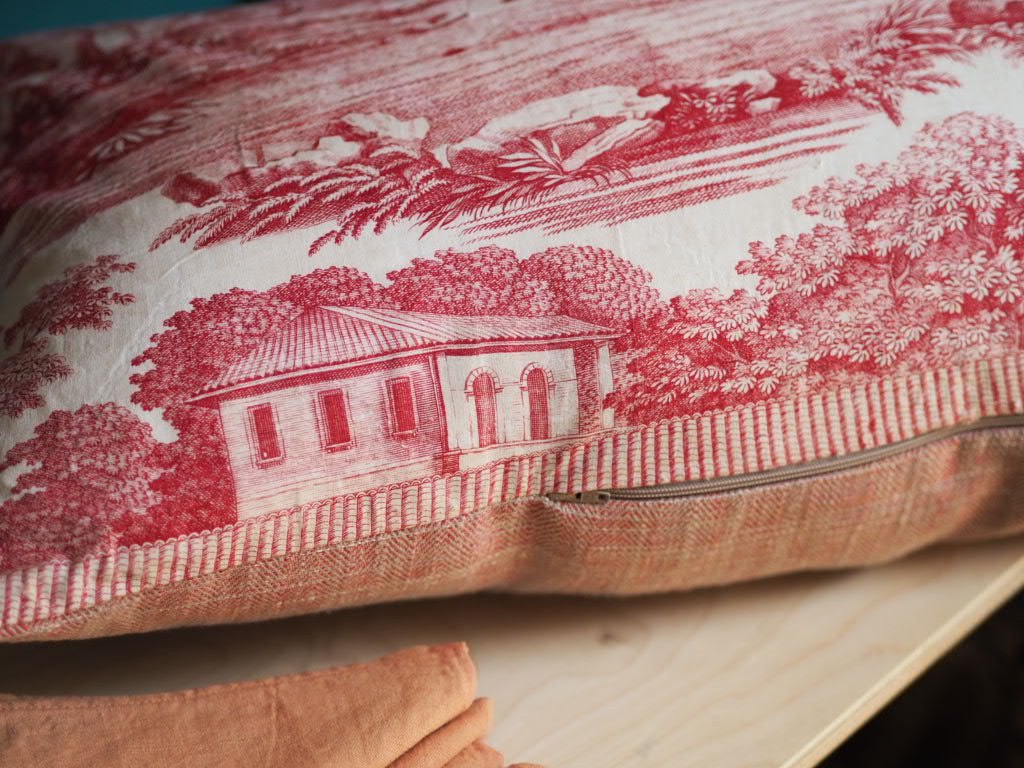 Toile de Nantes Noces du village- wedding cushion - Natalia Willmott