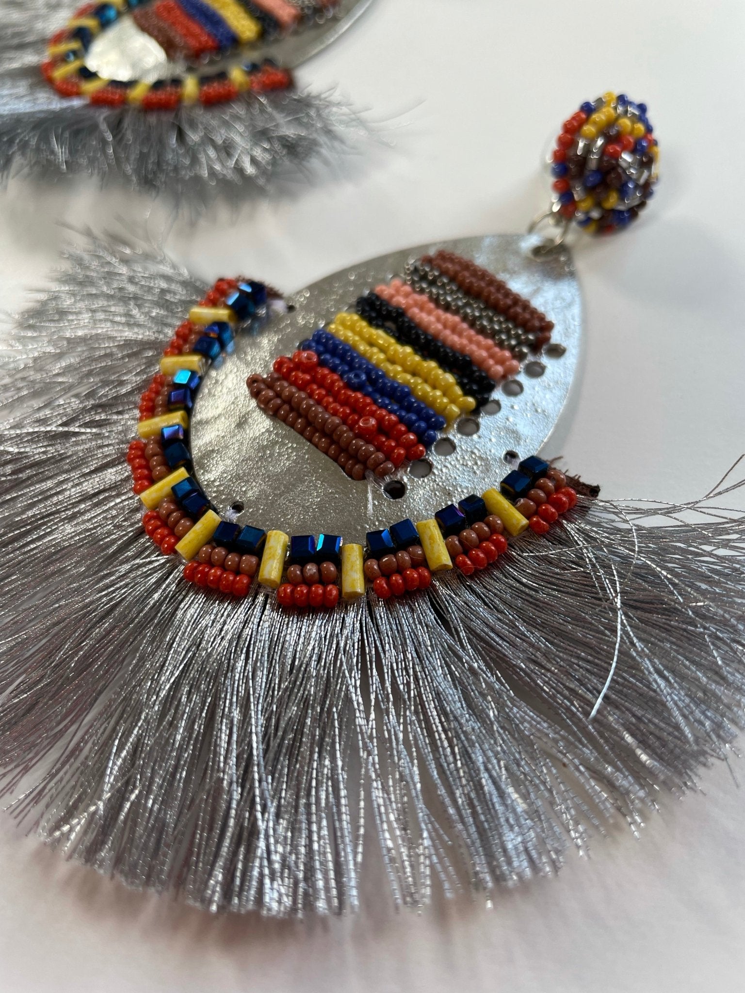 Totem Beaded and fringed earrings - Natalia Willmott