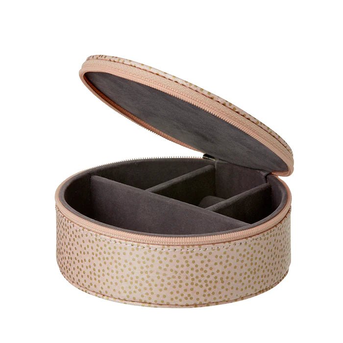 Travel jewellery box gold dots pale pink - Natalia Willmott