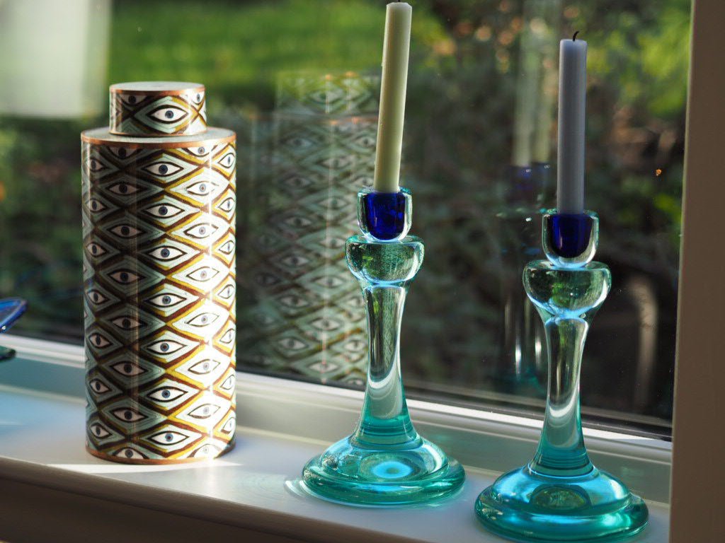 Vintage heavy glass candleholders - Natalia Willmott