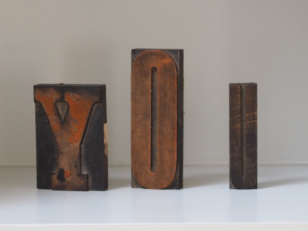 vintage printers block wooden printing letter - Natalia Willmott