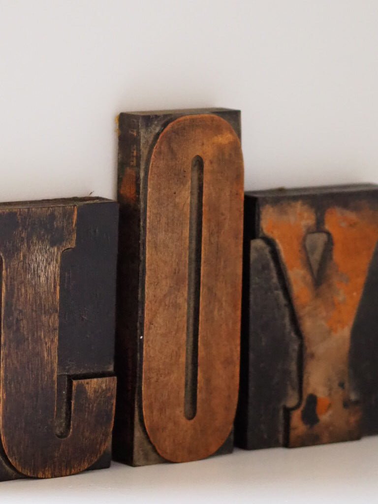 vintage printers block wooden printing letter - Natalia Willmott