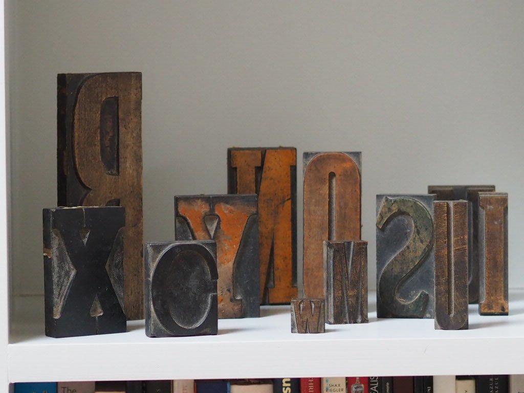 vintage printers block wooden printing letter - Natalia Willmott