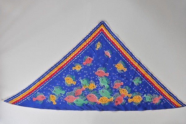 Vintage triangle 'fish' silk scarf - Natalia Willmott
