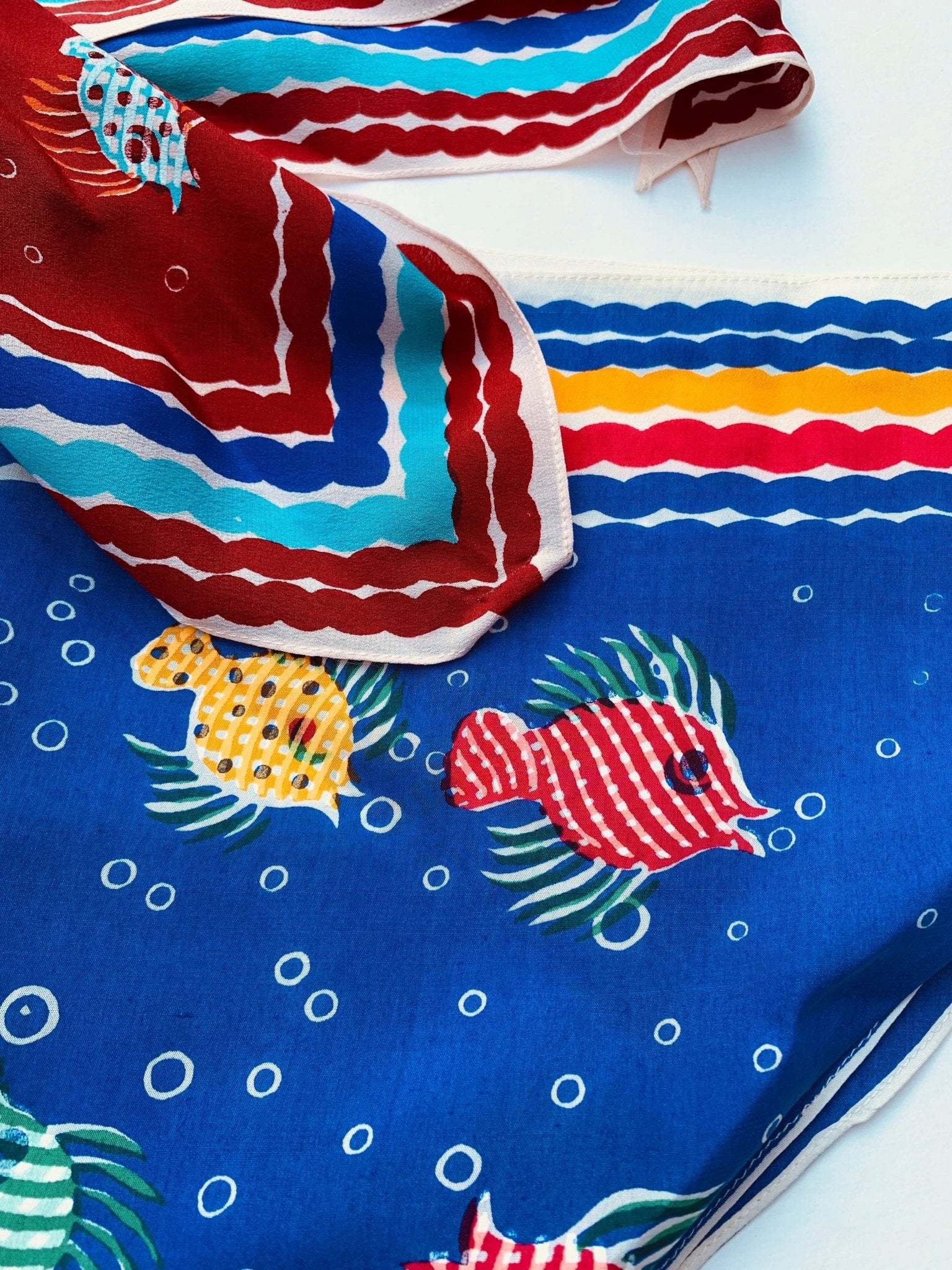 Vintage triangle 'fish' silk scarf - Natalia Willmott