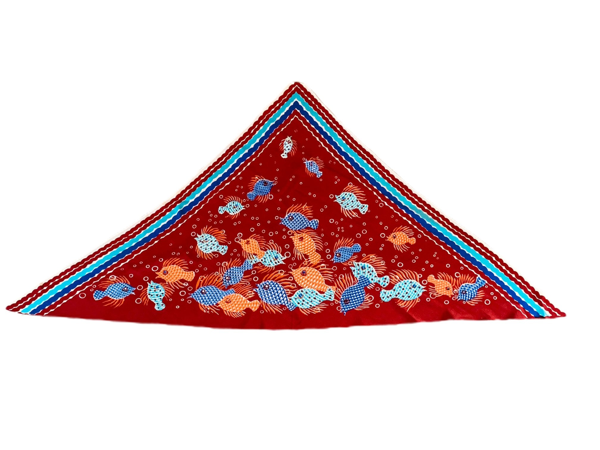 Vintage triangle 'fish' silk scarf - Natalia Willmott
