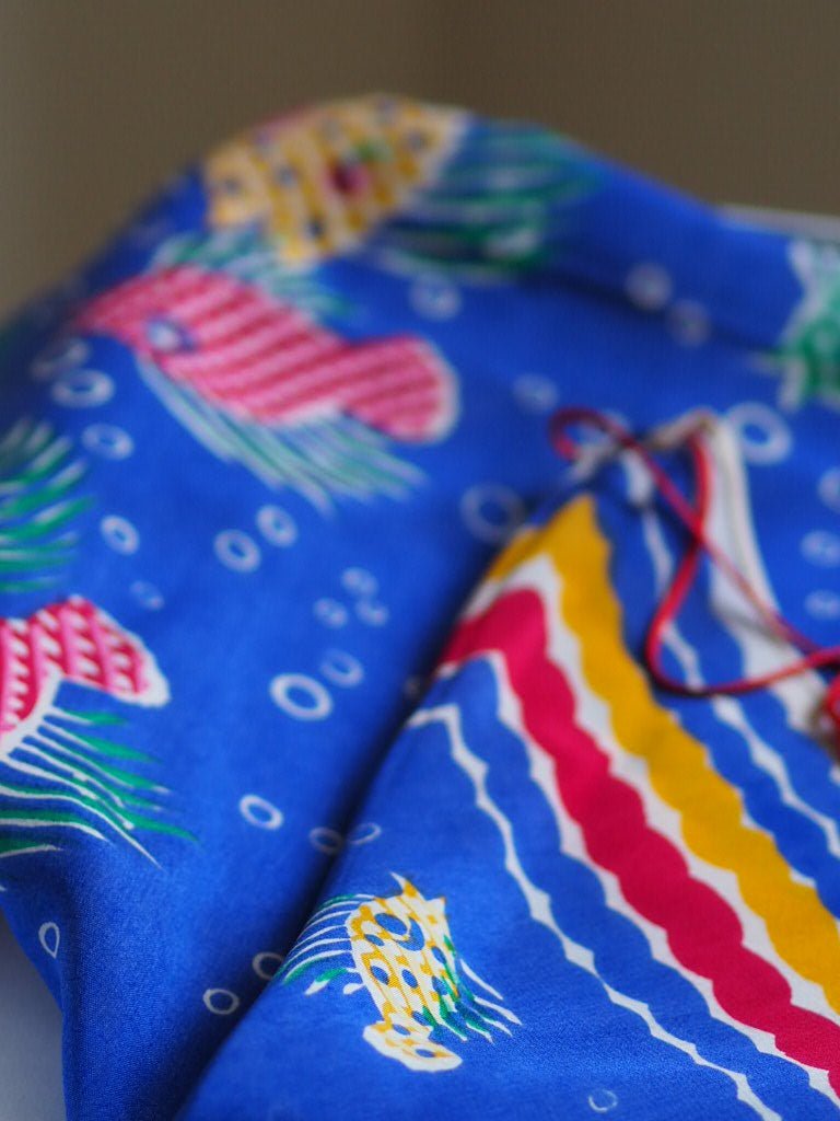 Vintage triangle 'fish' silk scarf - Natalia Willmott