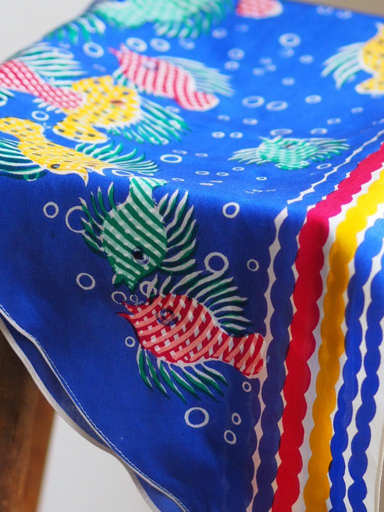 Vintage triangle 'fish' silk scarf - Natalia Willmott
