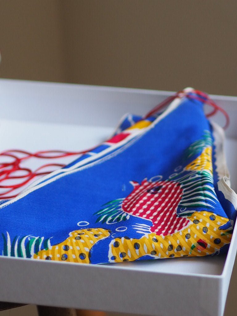 Vintage triangle 'fish' silk scarf - Natalia Willmott