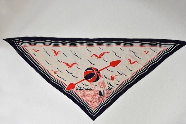 Vintage triangle 'lady with ball' silk scarf - Natalia Willmott