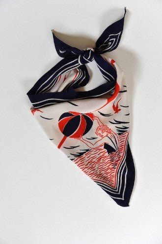 Vintage triangle 'lady with ball' silk scarf - Natalia Willmott