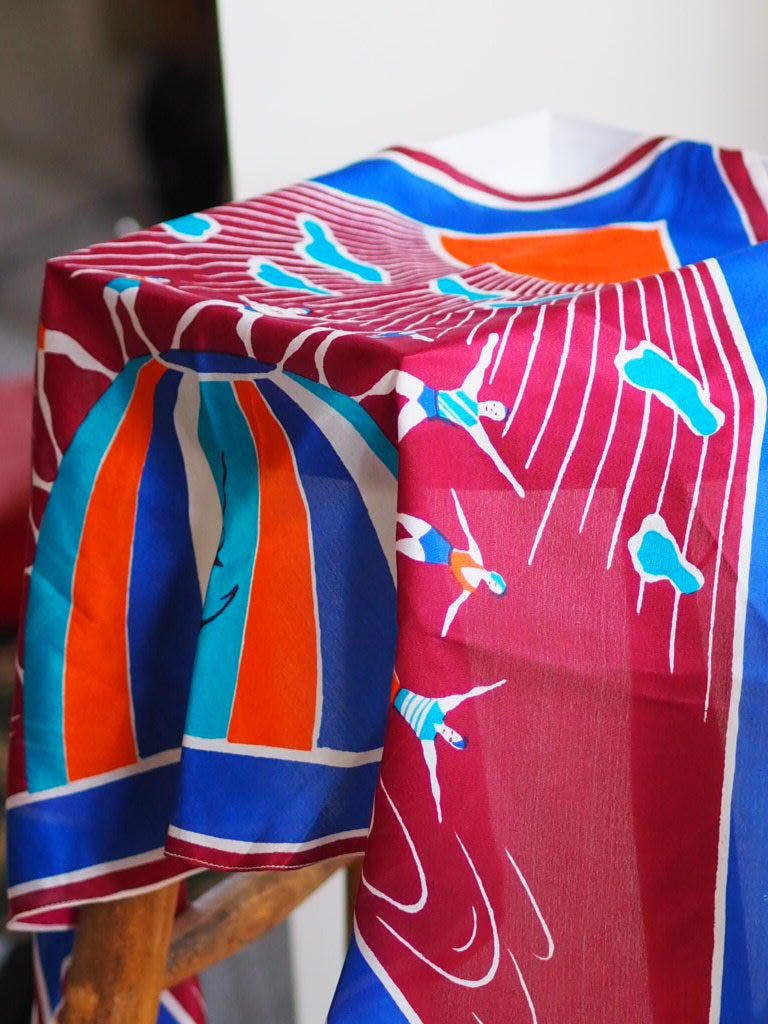 Vintage triangle 'Swimmers' silk scarf - Natalia Willmott