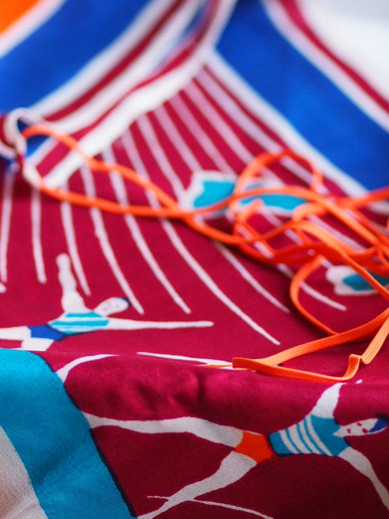 Vintage triangle 'Swimmers' silk scarf - Natalia Willmott