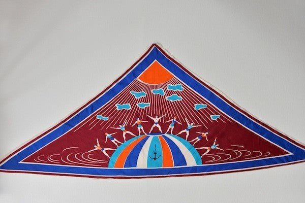 Vintage triangle 'Swimmers' silk scarf - Natalia Willmott