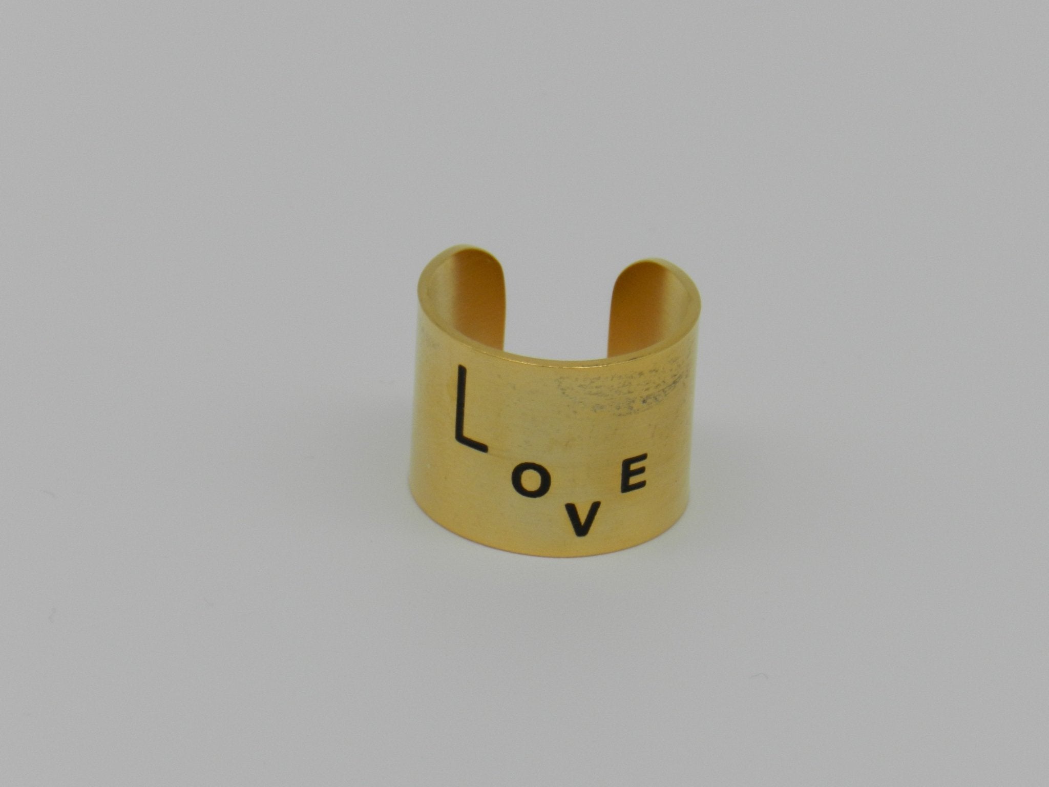 Wide LOVE ring in silver or gold - Natalia Willmott