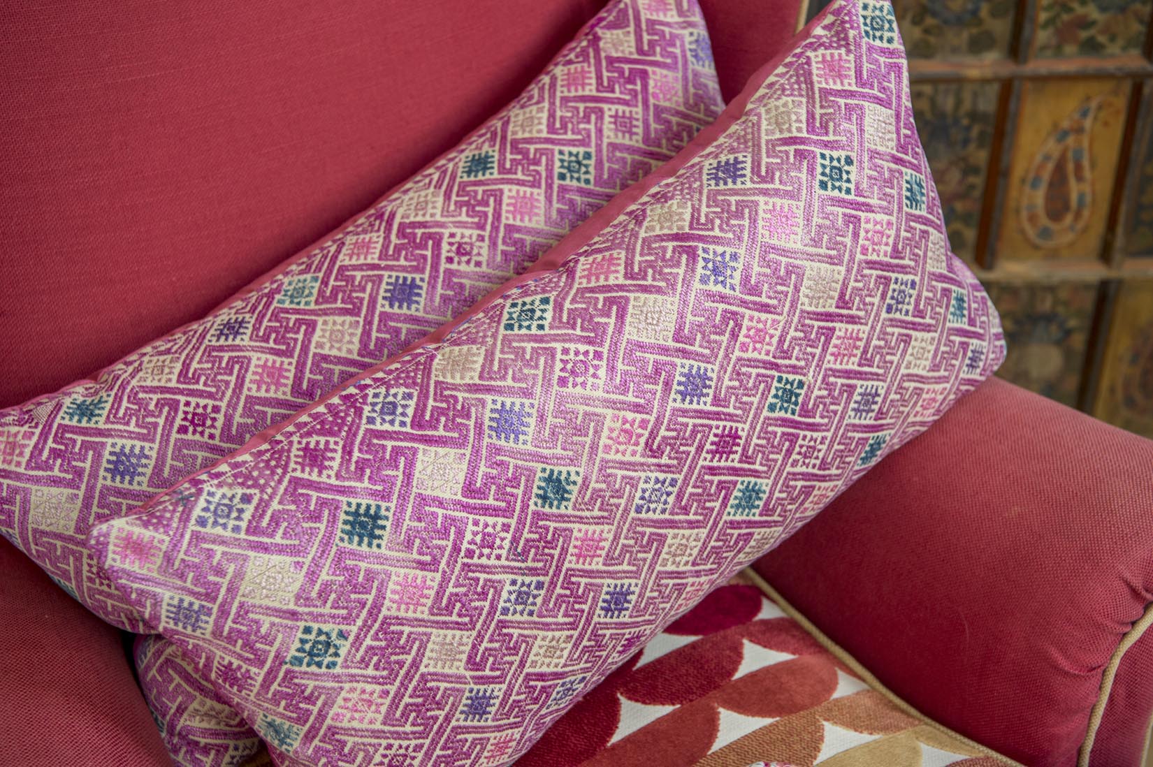 Zhuang wedding blanket cushion fuschia - Natalia Willmott