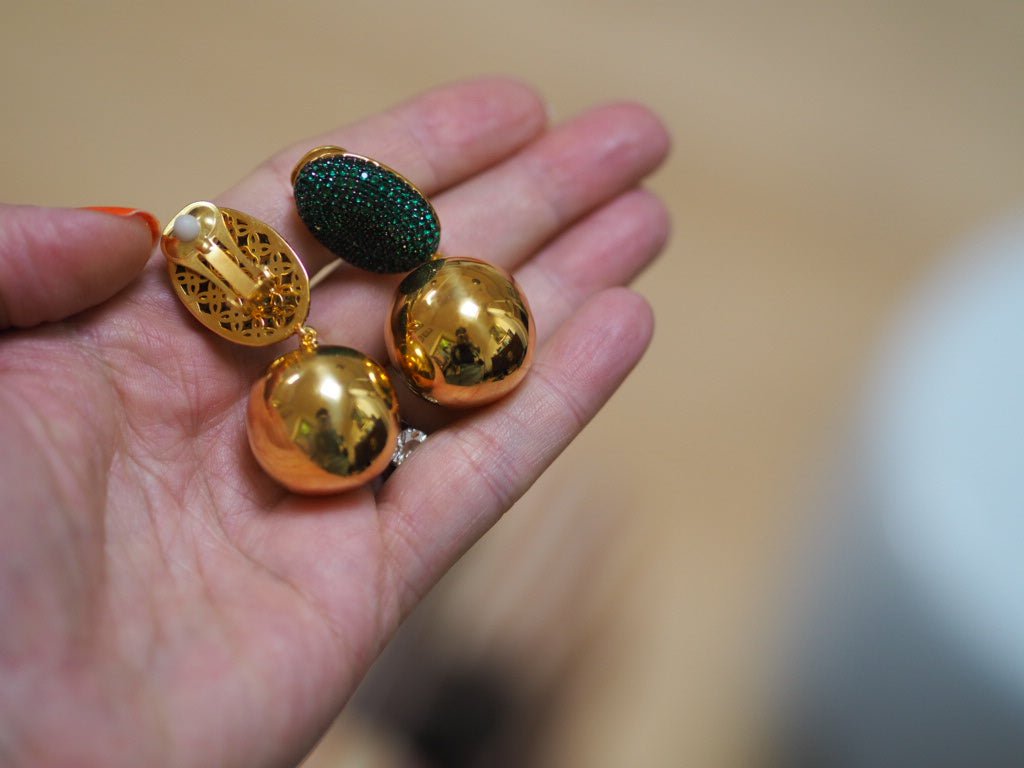 zircon and gold ball clip on earrings - Natalia Willmott