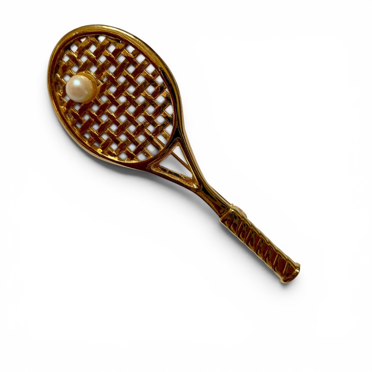 18 K gold plated tennis racket brooch - Natalia Willmott