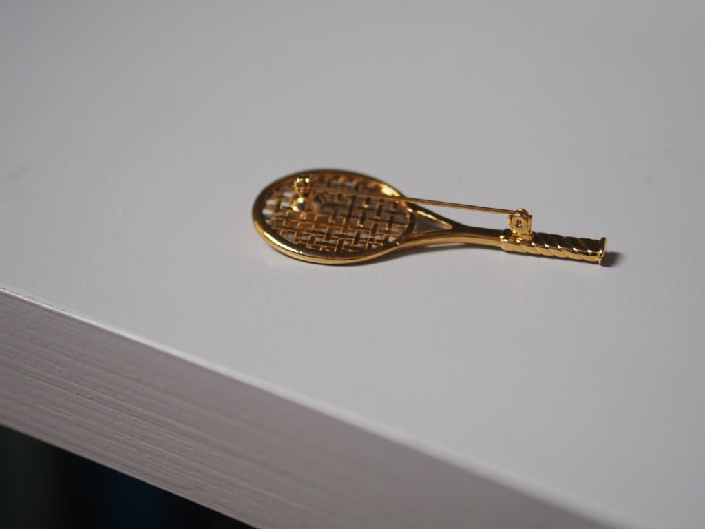 18 K gold plated tennis racket brooch - Natalia Willmott