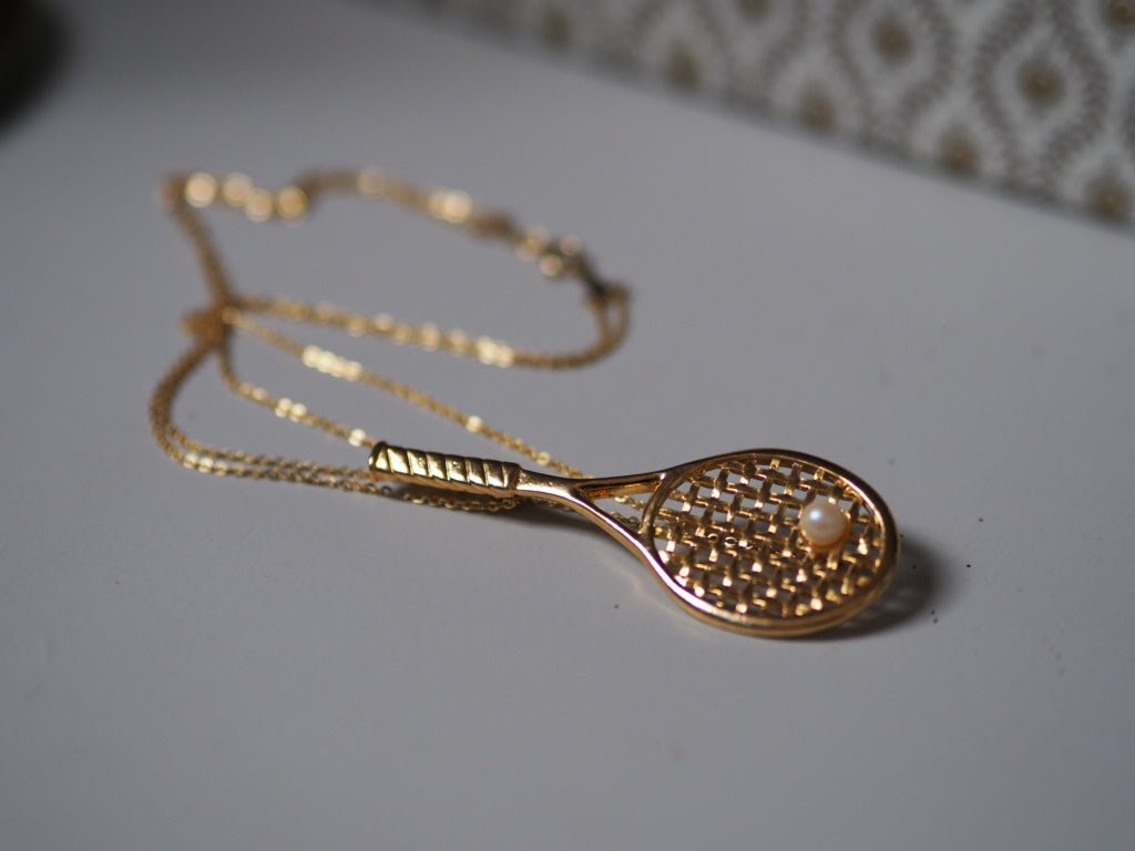 18K gold plated Vintage tennis racket necklace - Natalia Willmott
