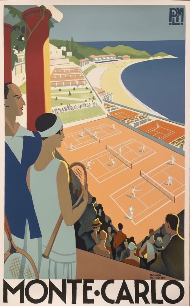 1989 Roger Broders original poster Monte-Carlo Tennis - Natalia Willmott