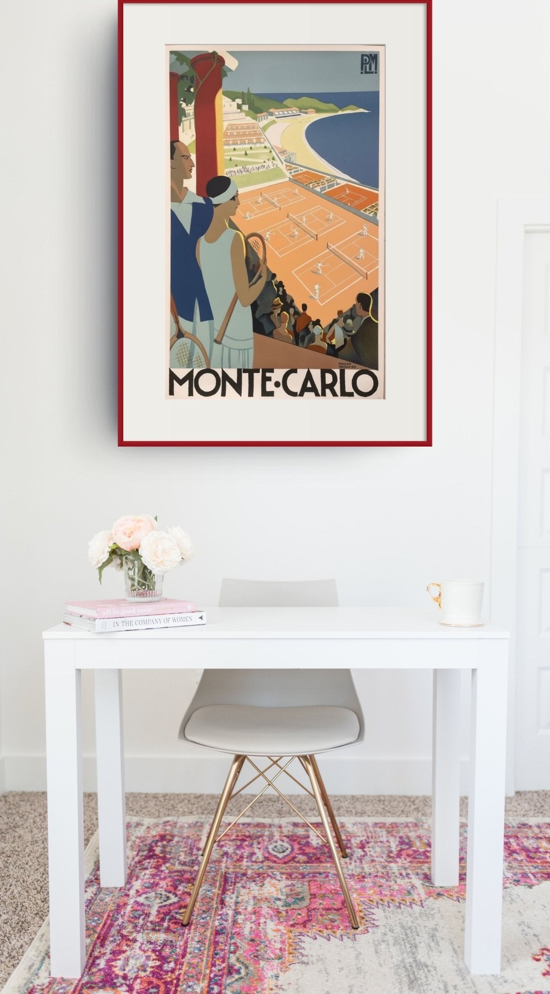 1989 Roger Broders original poster Monte-Carlo Tennis - Natalia Willmott