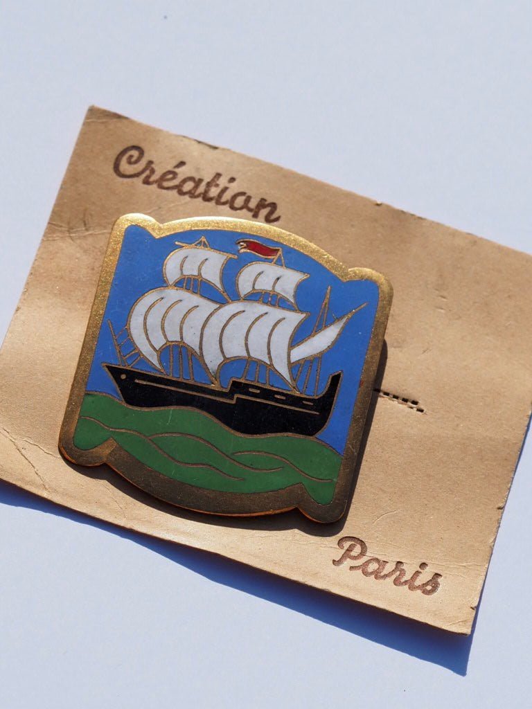 30’s enamel ship brooch pin - Natalia Willmott