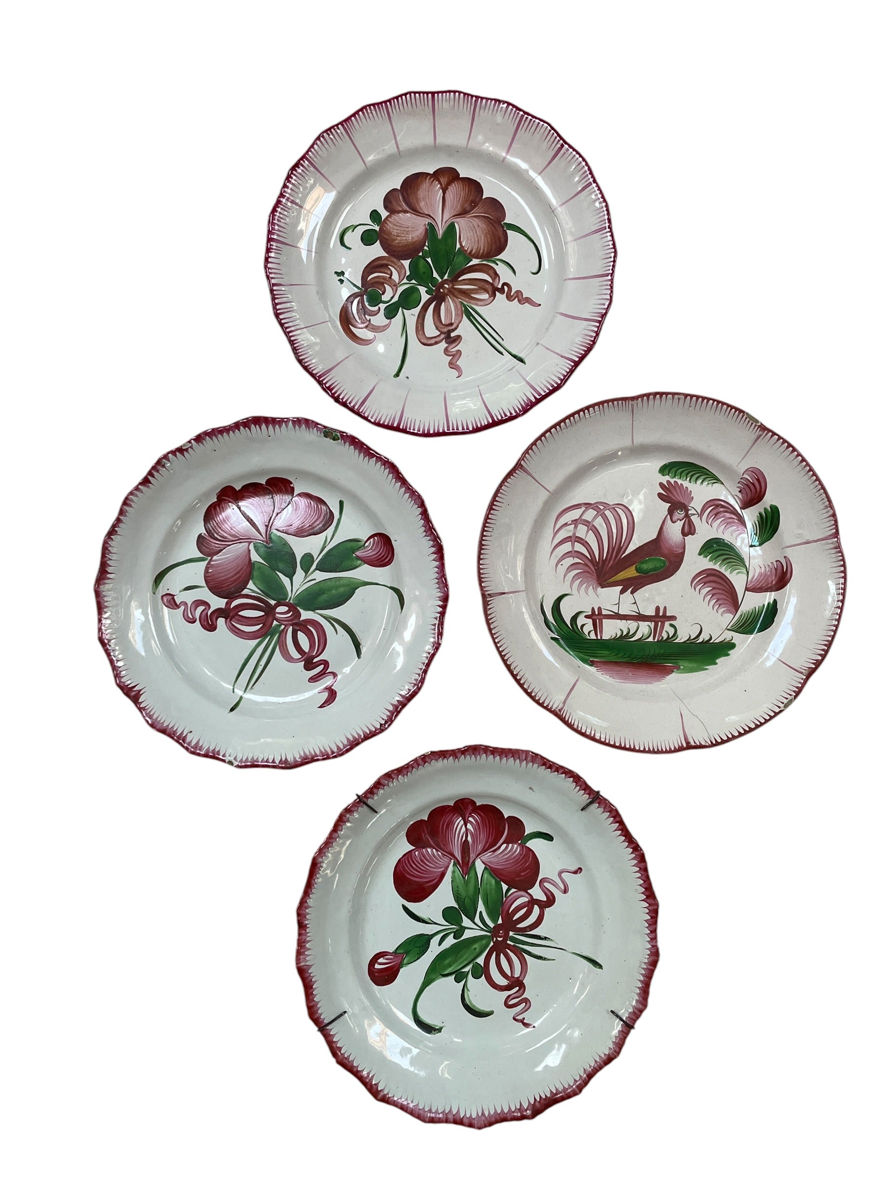 Elegant Faience Les Islettes plate with flowers or coq - Natalia Willmott