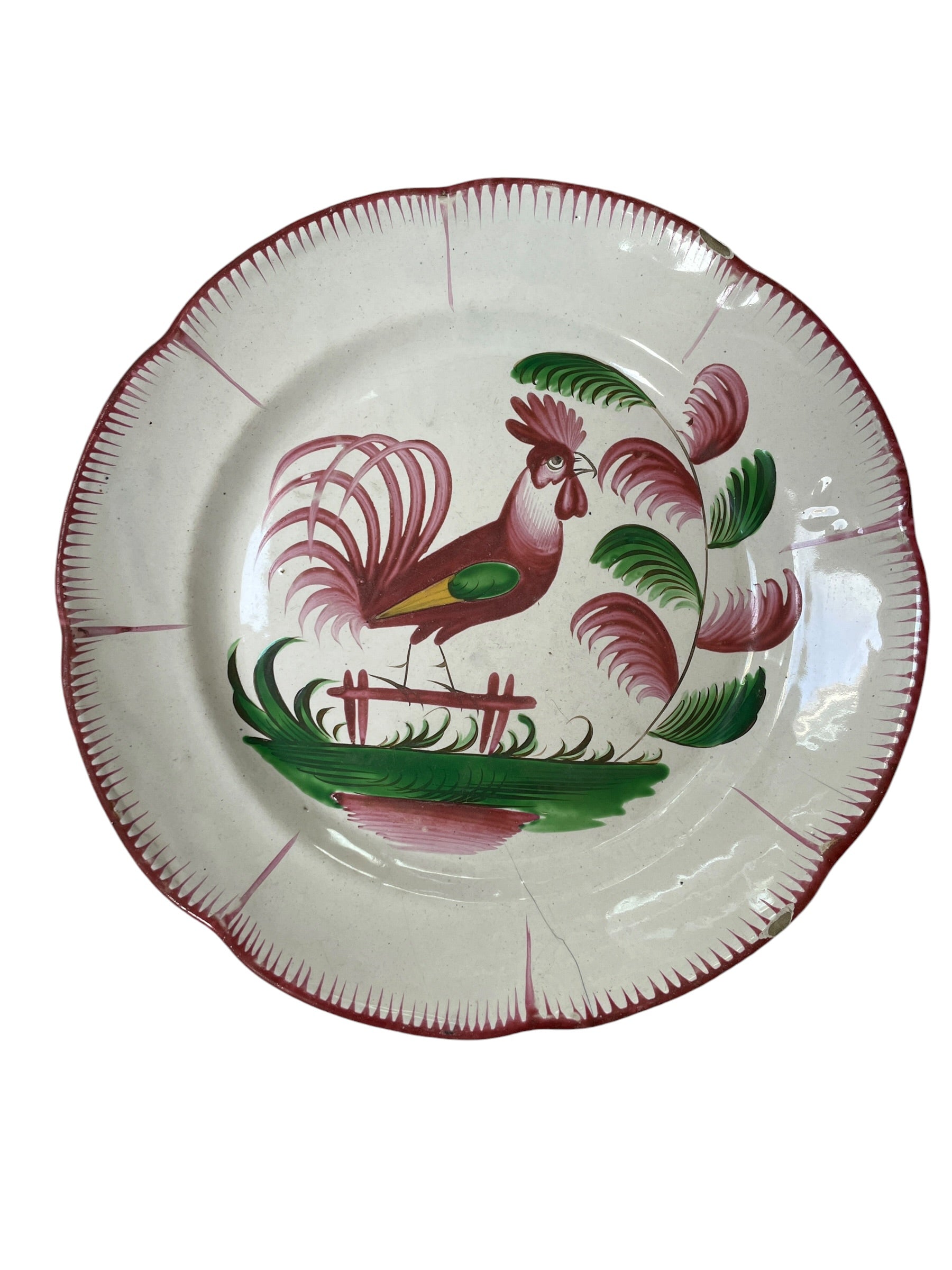 Elegant Faience Les Islettes plate with flowers or coq - Natalia Willmott