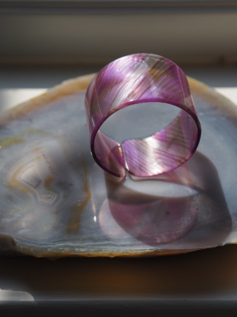 Acetate bangle - iridescent purple calico - Natalia Willmott