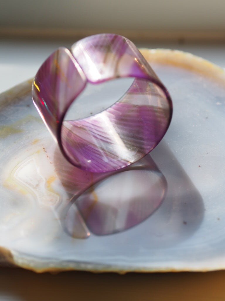 Acetate bangle - iridescent purple calico - Natalia Willmott