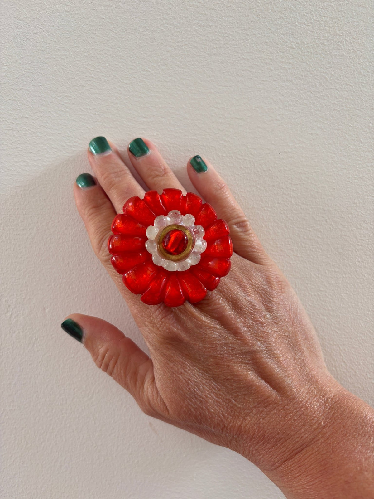 Adjustable flower ring “Dalina" orange - Natalia Willmott