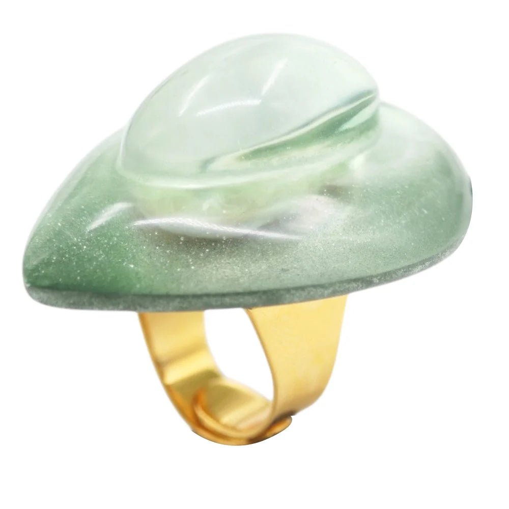 Adjustable ring “Alpha "basil green by Dominique Denaive - Natalia Willmott