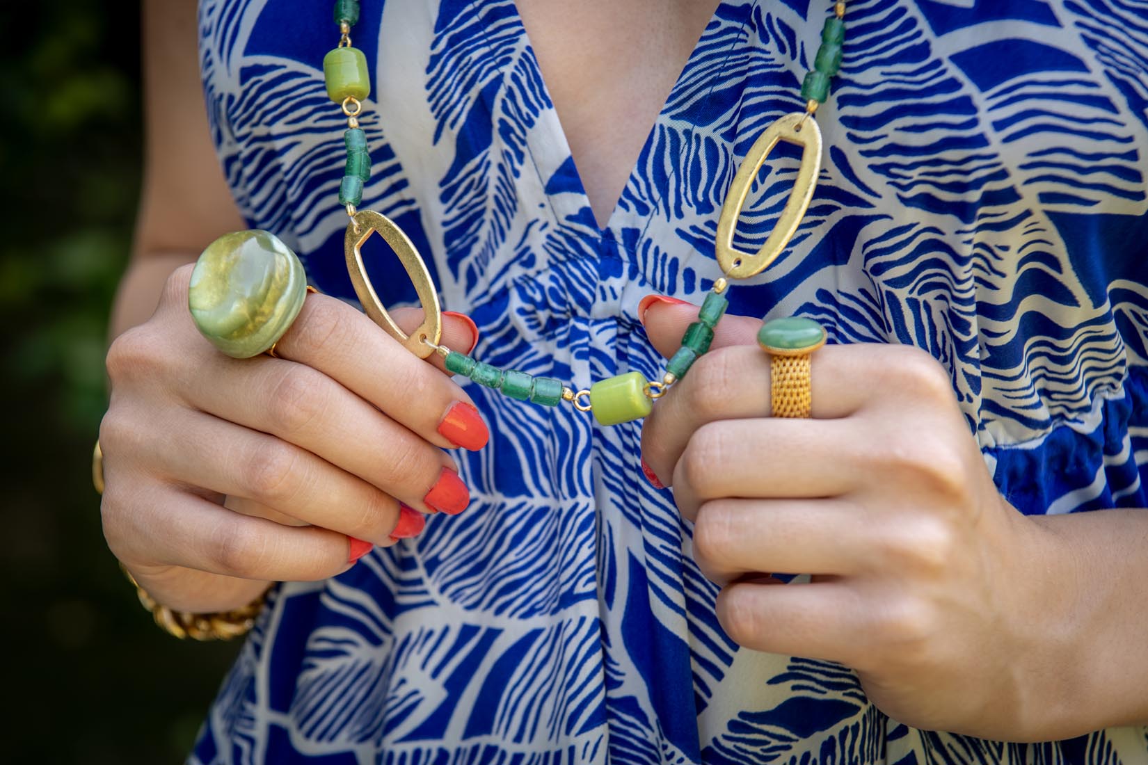 Adjustable ring “Ellaine" in multi dune or mint green - Natalia Willmott