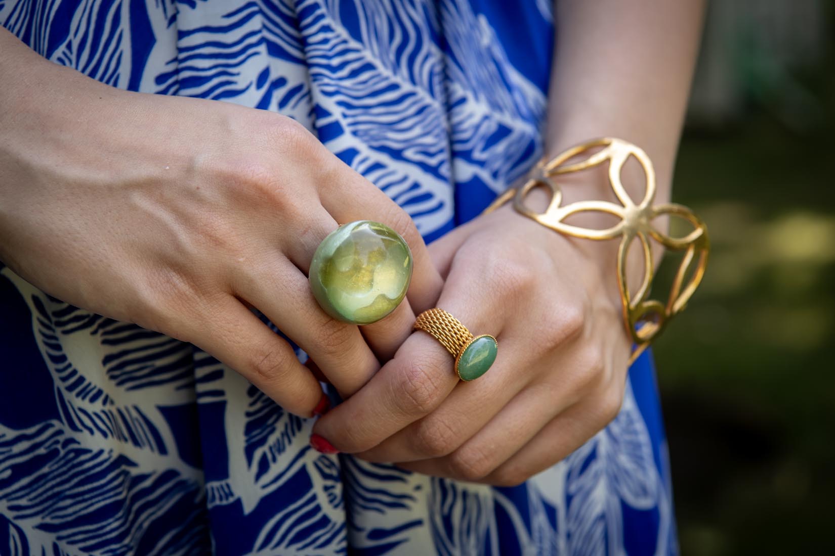 Adjustable ring “Ellaine" in multi dune or mint green - Natalia Willmott