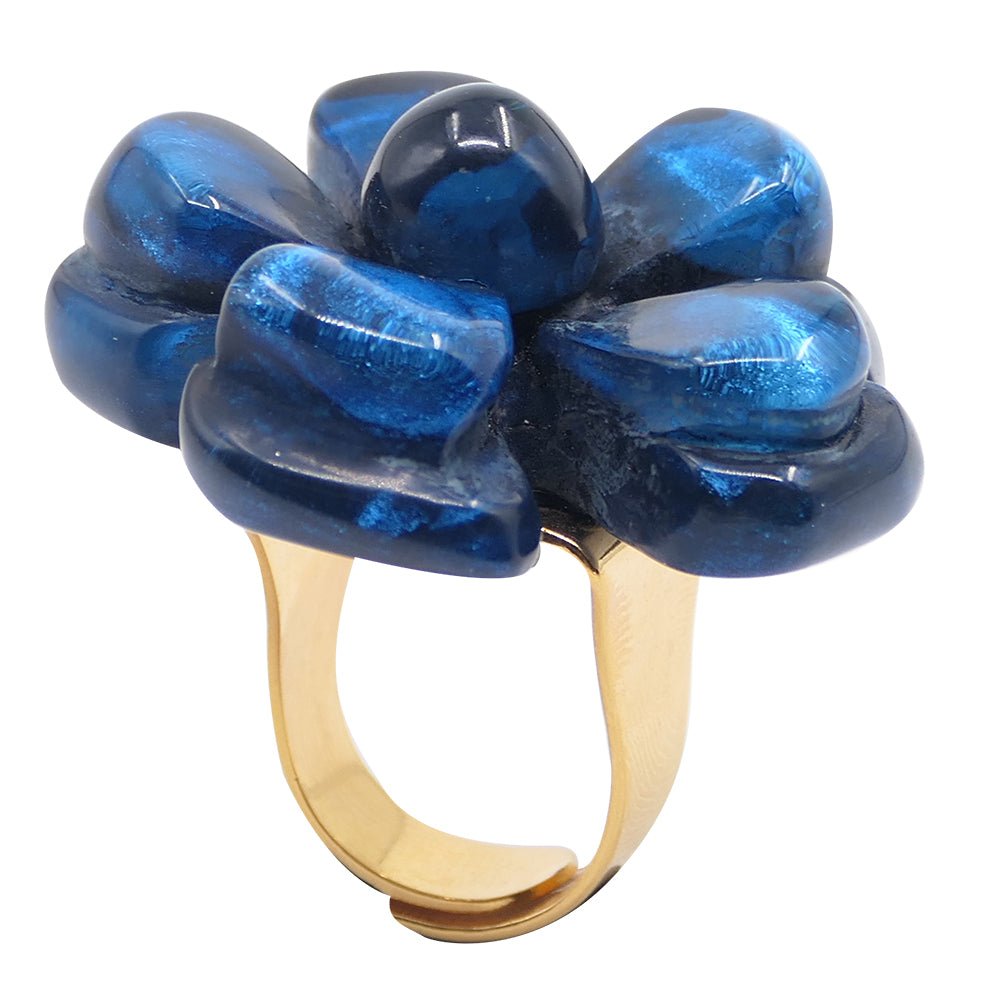 Adjustable ring “Magnolia" Navy - Natalia Willmott