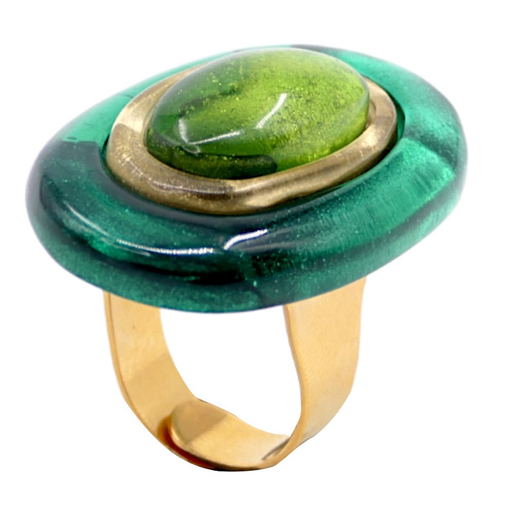 Adjustable ring “Raquel" peacock - Natalia Willmott