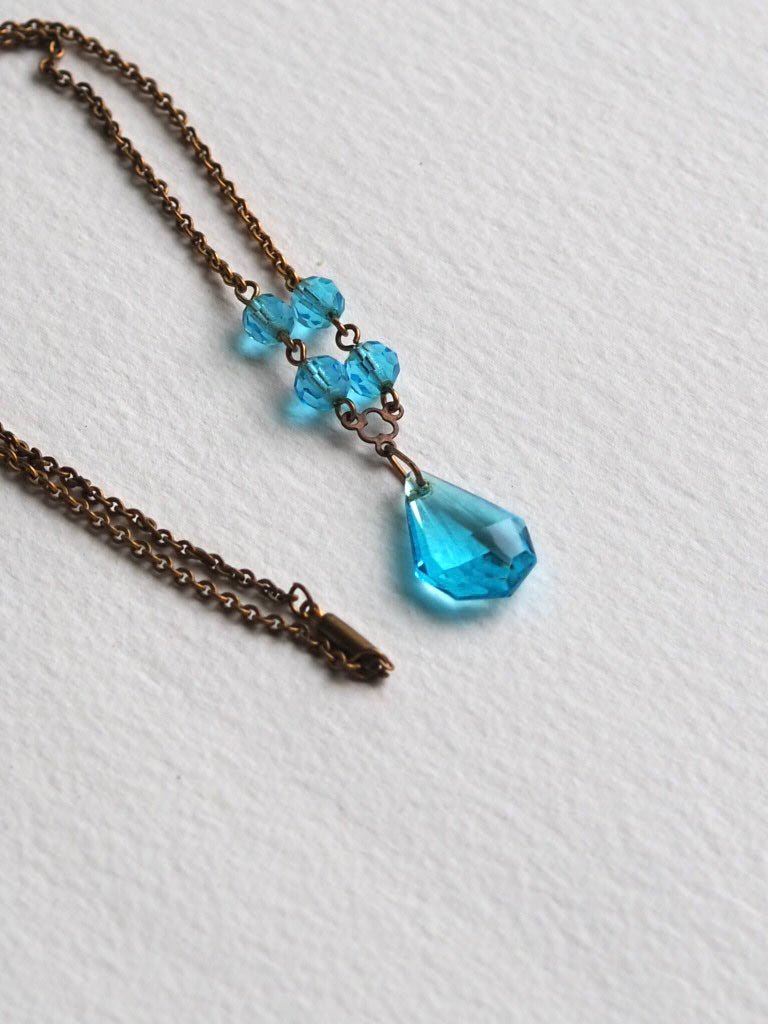 Antique Czech glass necklace acqua - Natalia Willmott