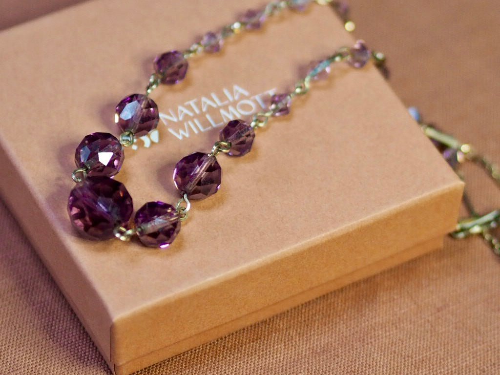 Antique Czech glass necklace amethyst/ blush - Natalia Willmott