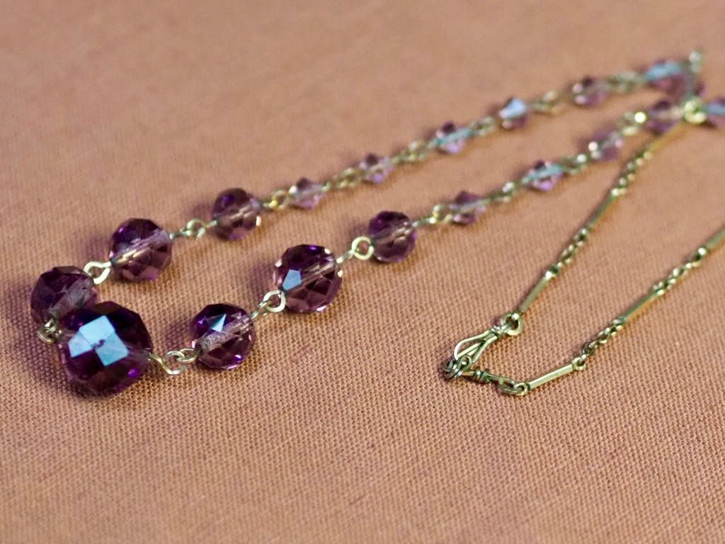 Antique Czech glass necklace amethyst/ blush - Natalia Willmott