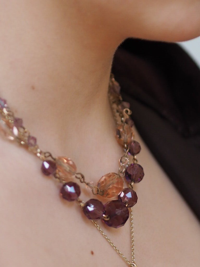 Antique Czech glass necklace amethyst/ blush - Natalia Willmott